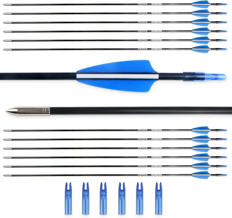 BOWSOUL 31“ Archery Arrows Training Practice Target Arrows for Kids Youth or Beginners Streamlined Points Durable Shaft on Recurve Bows Youth Bow and Longbows(Pack of 12) - Image 1